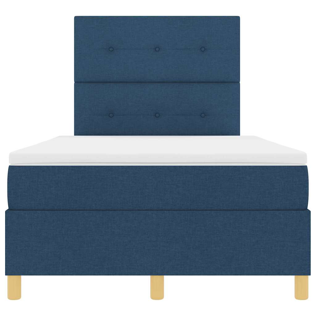 Postel S Boxspringem S Čelo Modrá 120 X 190 Cm Textil