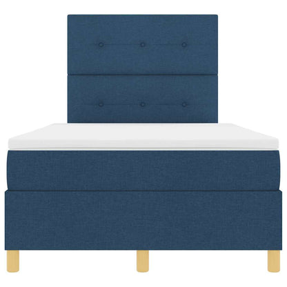 Postel S Boxspringem S Čelo Modrá 120 X 190 Cm Textil