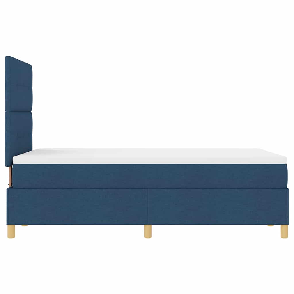 Postel S Boxspringem S Čelo Modrá 120 X 190 Cm Textil