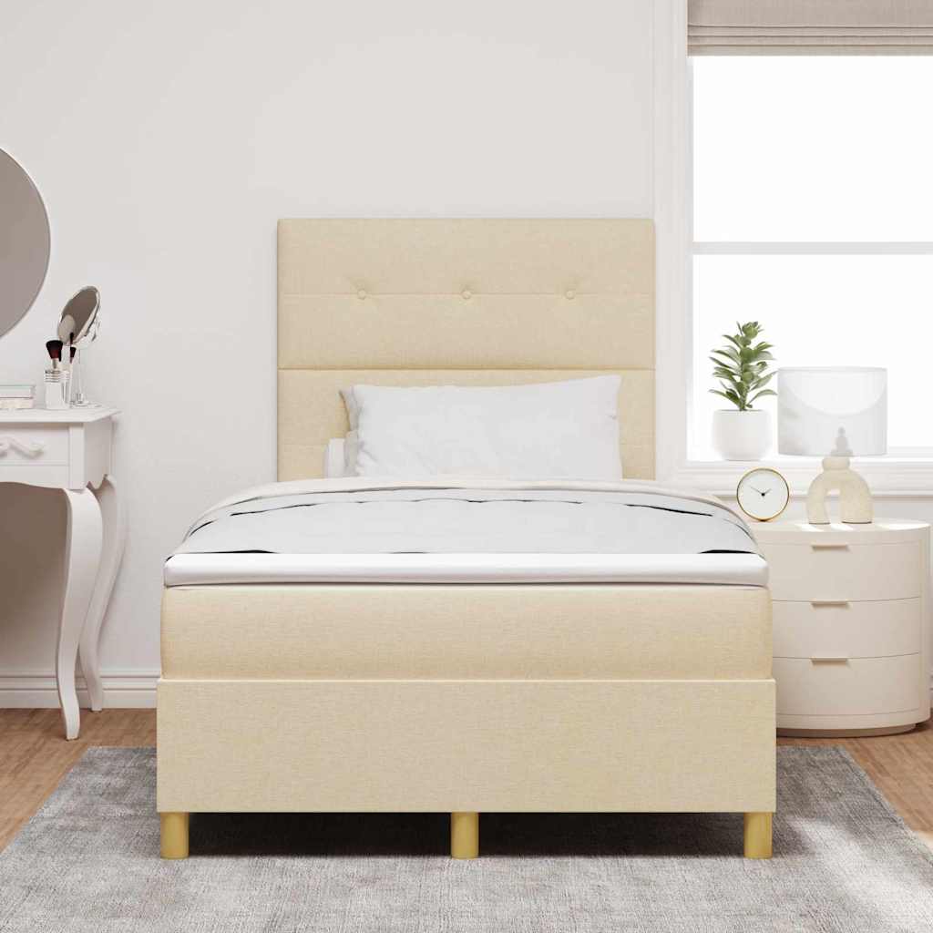 Postel S Boxspringem S Čelo Krémová 120 X 200 Cm Textil