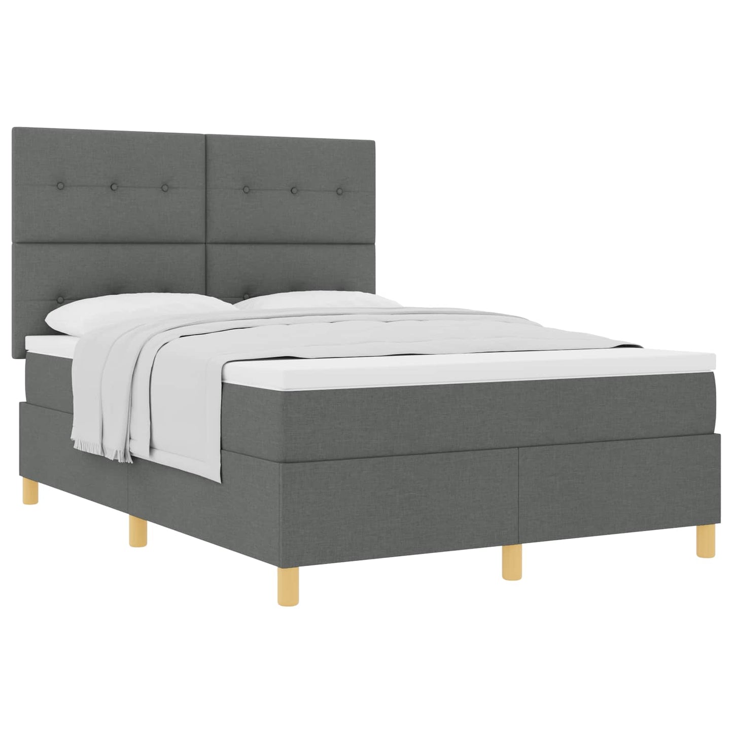 Postel S Boxspringem S Čelo Tmavě Šedá 140 X 190 Cm Textil