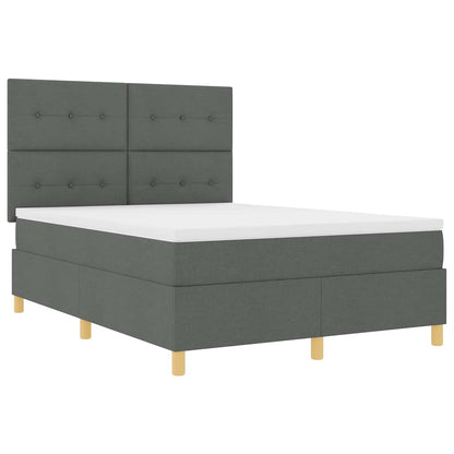 Postel S Boxspringem S Čelo Tmavě Šedá 140 X 190 Cm Textil