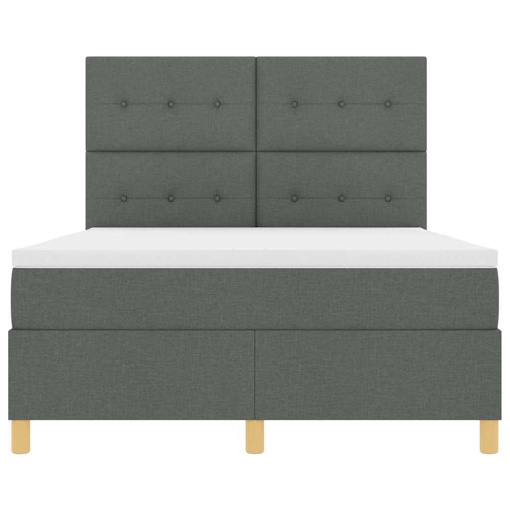 Postel S Boxspringem S Čelo Tmavě Šedá 140 X 190 Cm Textil