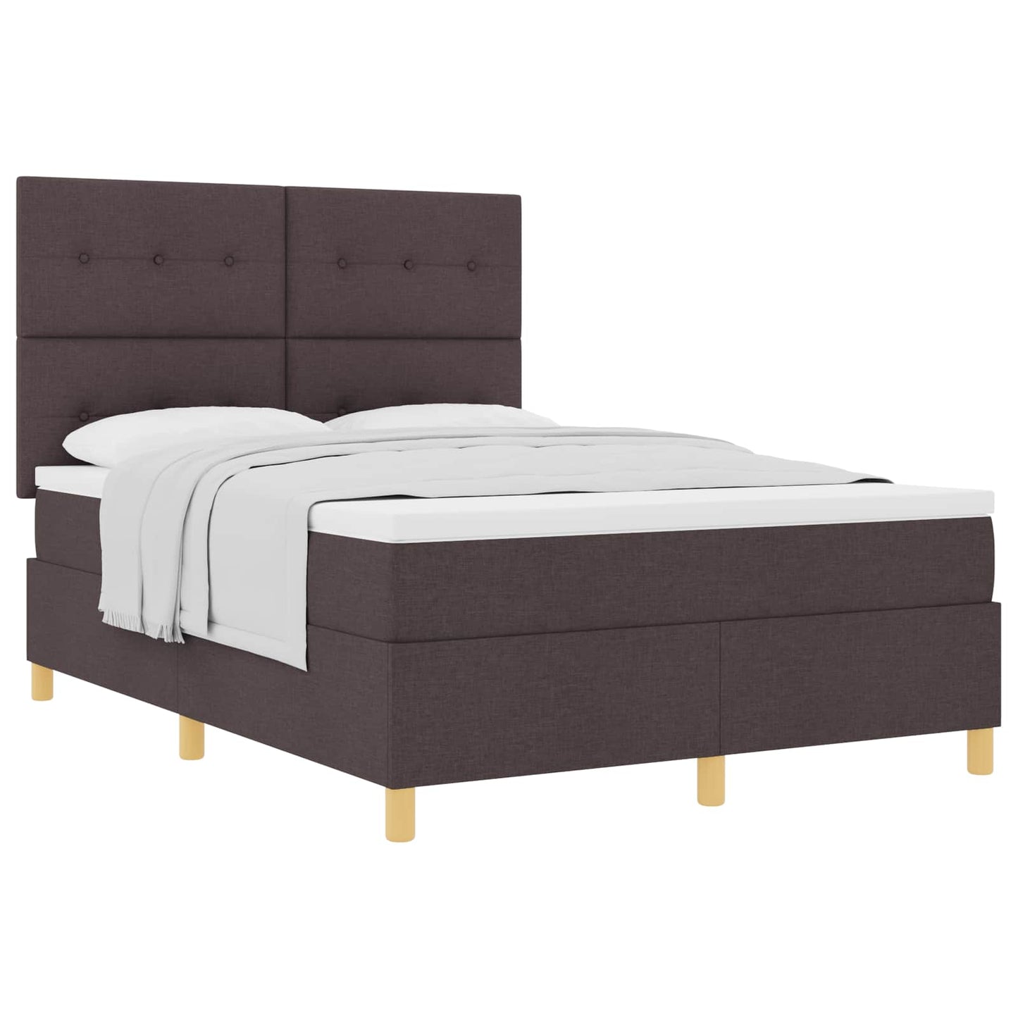 Postel S Boxspringem S Čelo Tmavě Hnědá 140 X 190 Cm Textil