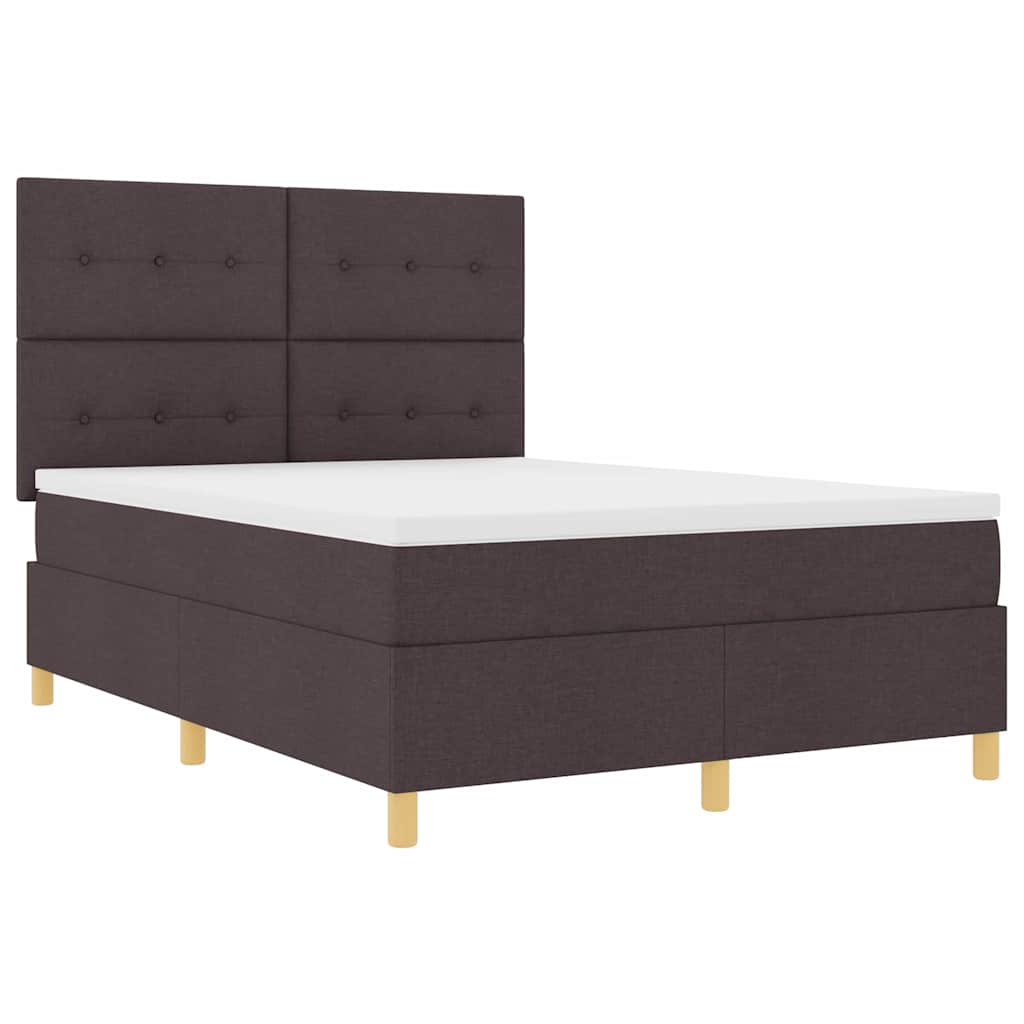 Postel S Boxspringem S Čelo Tmavě Hnědá 140 X 190 Cm Textil