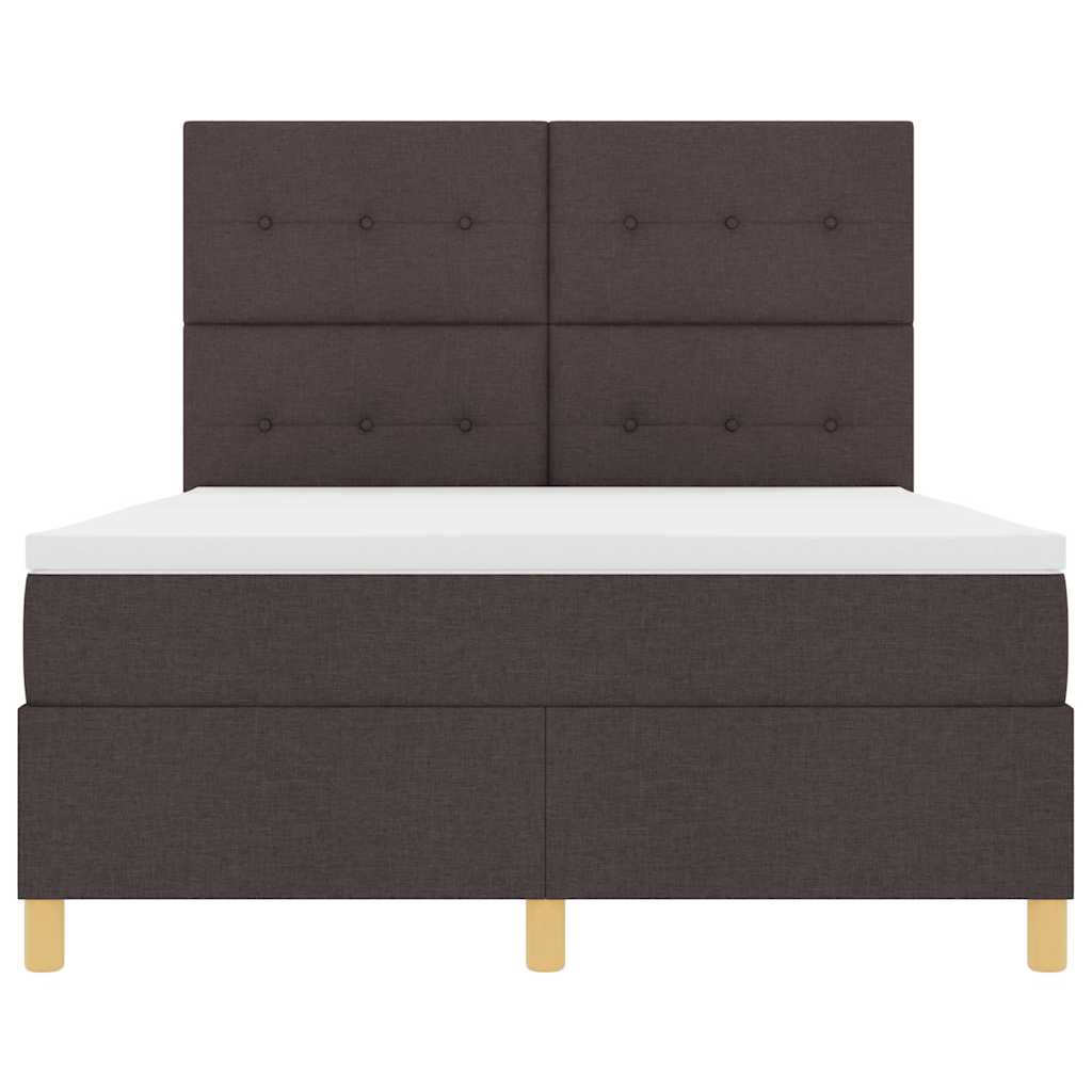 Postel S Boxspringem S Čelo Tmavě Hnědá 140 X 190 Cm Textil