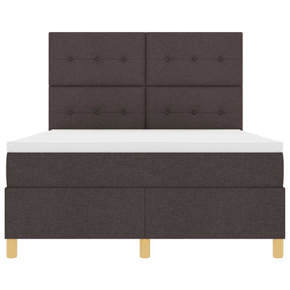 Postel S Boxspringem S Čelo Tmavě Hnědá 140 X 190 Cm Textil
