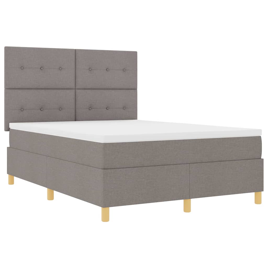 Postel S Boxspringem S Čelo Taupe 140 X 190 Cm Textil