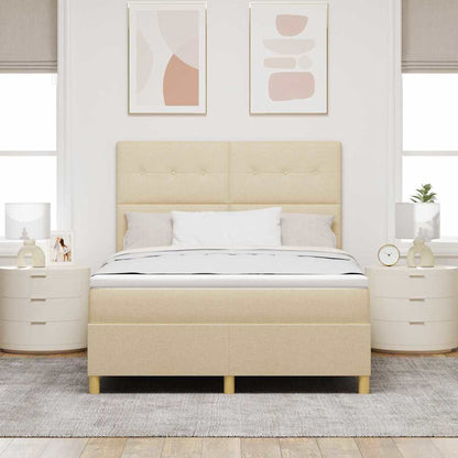 Postel S Boxspringem S Čelo Krémová 140 X 190 Cm Textil