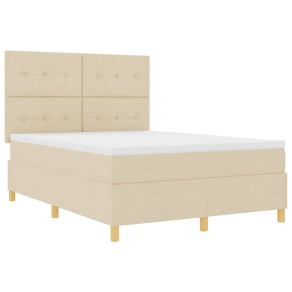 Postel S Boxspringem S Čelo Krémová 140 X 190 Cm Textil