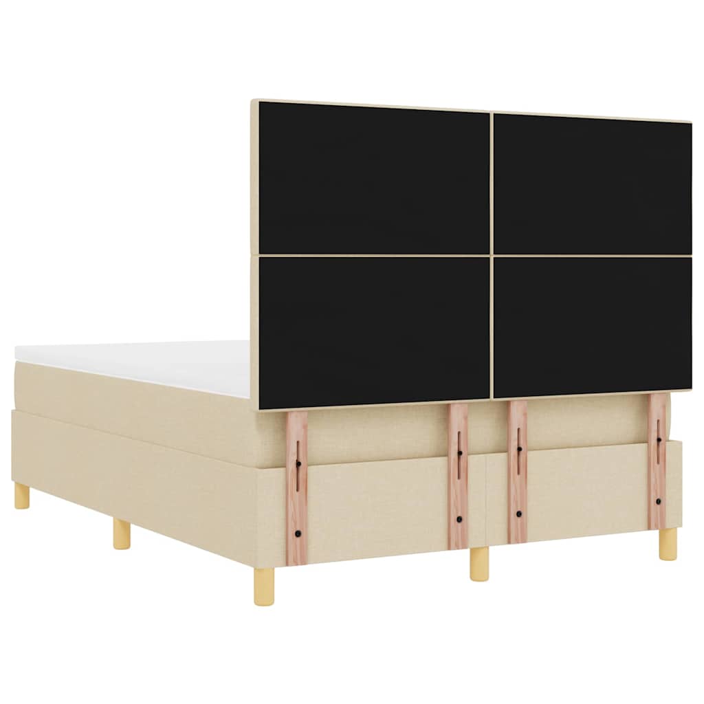 Postel S Boxspringem S Čelo Krémová 140 X 190 Cm Textil