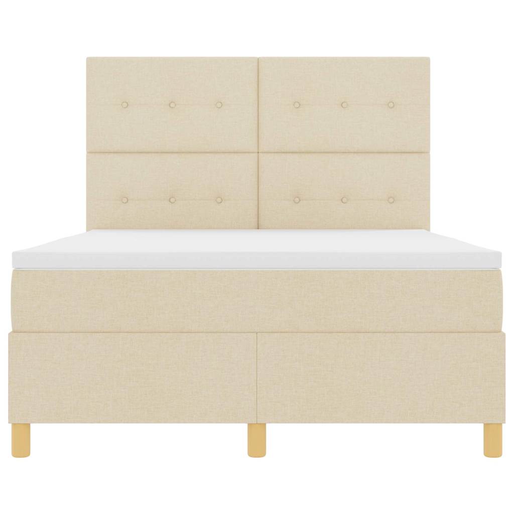 Postel S Boxspringem S Čelo Krémová 140 X 190 Cm Textil