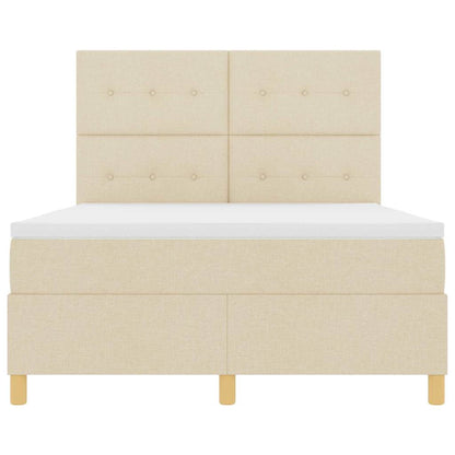 Postel S Boxspringem S Čelo Krémová 140 X 190 Cm Textil