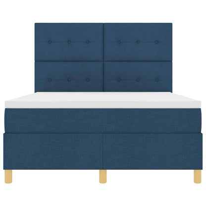 Postel S Boxspringem S Čelo Modrá 140 X 190 Cm Textil