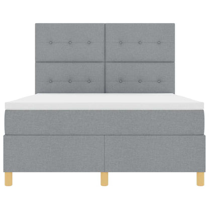 Postel S Boxspringem S Čelo Světle Šedá 140 X 200 Cm Textil