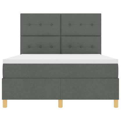 Postel S Boxspringem S Čelo Tmavě Šedá 140 X 200 Cm Textil