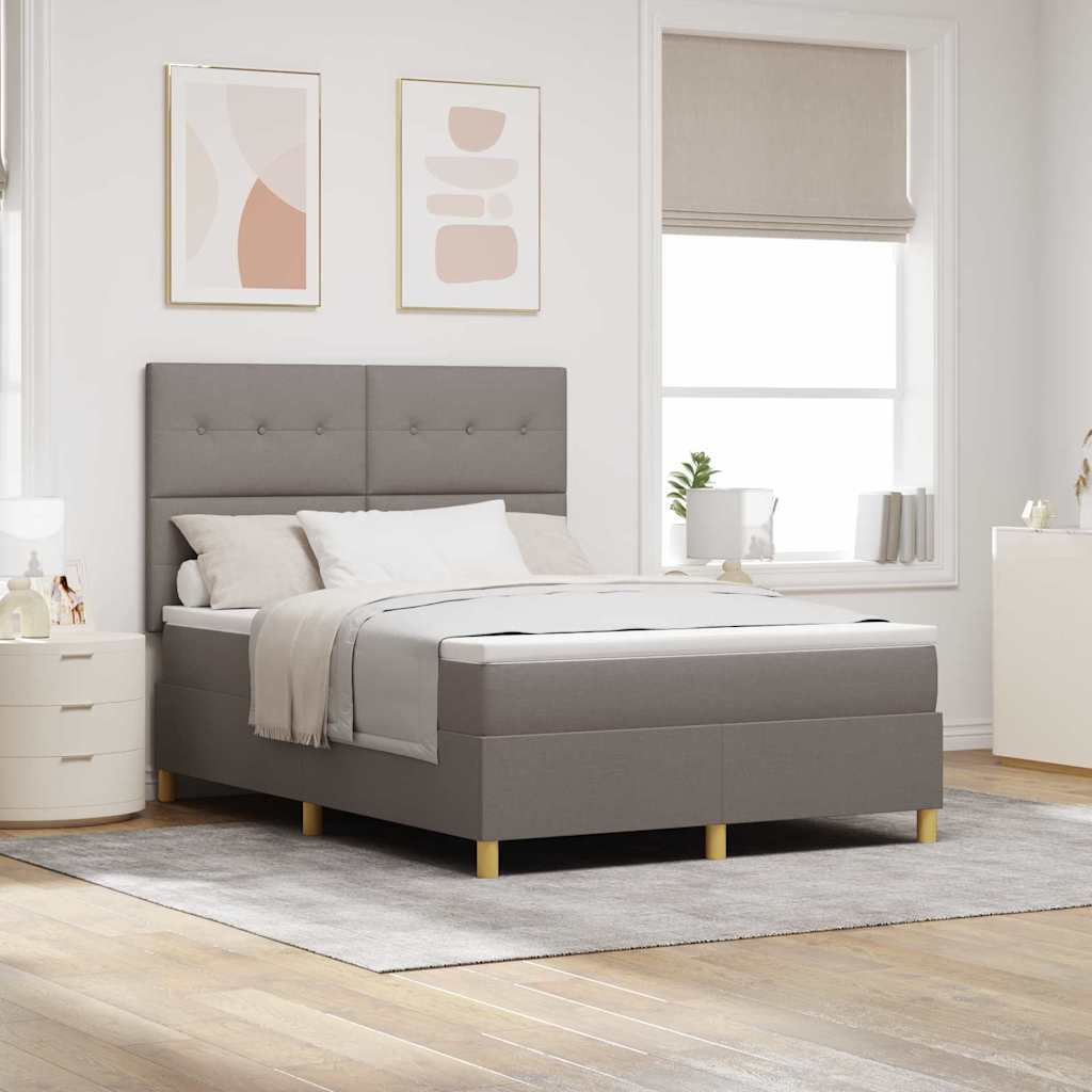 Postel S Boxspringem S Čelo Taupe 140 X 200 Cm Textil