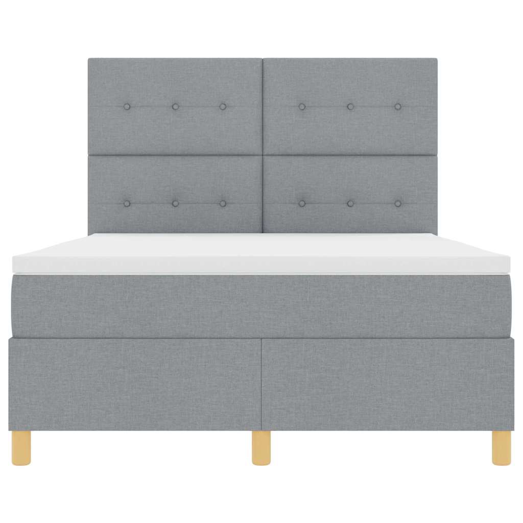 Postel S Boxspringem S Čelo Světle Šedá 160 X 200 Cm Textil