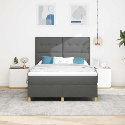Postel S Boxspringem S Čelo Tmavě Šedá 160 X 200 Cm Textil