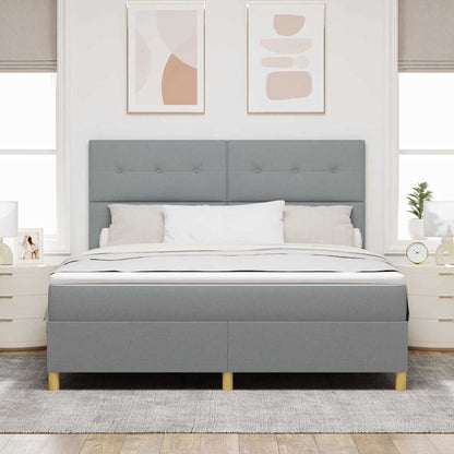 Postel S Boxspringem S Čelo Světle Šedá 180 X 200 Cm Textil