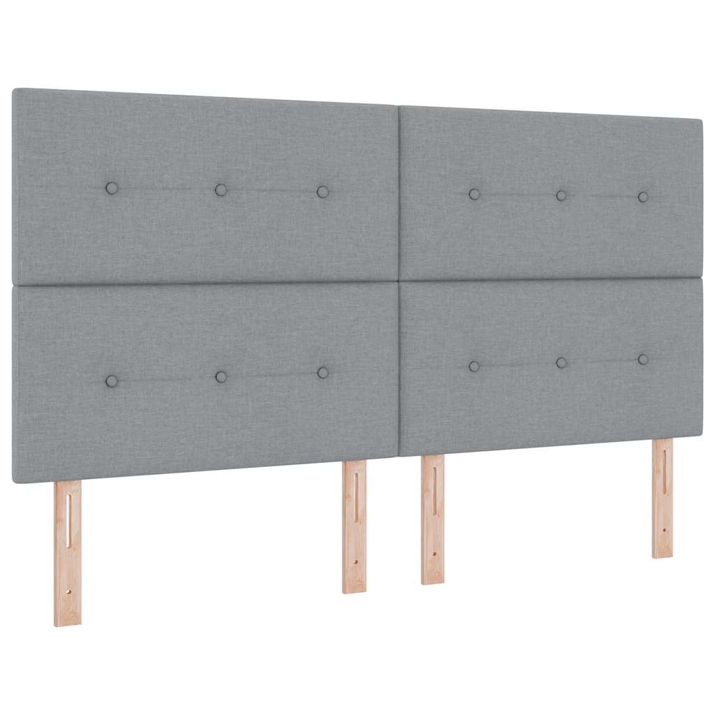 Postel S Boxspringem S Čelo Světle Šedá 180 X 200 Cm Textil