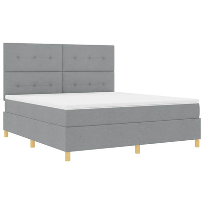 Postel S Boxspringem S Čelo Světle Šedá 180 X 200 Cm Textil