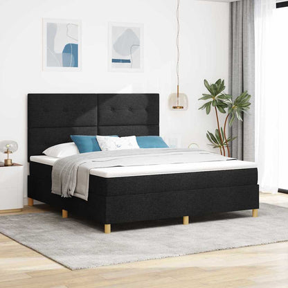 Postel S Boxspringem S Čelo Černá 180 X 200 Cm Textil