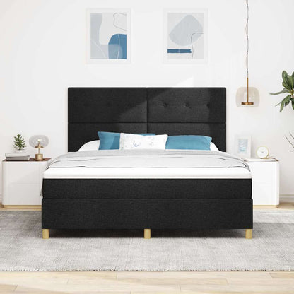 Postel S Boxspringem S Čelo Černá 180 X 200 Cm Textil