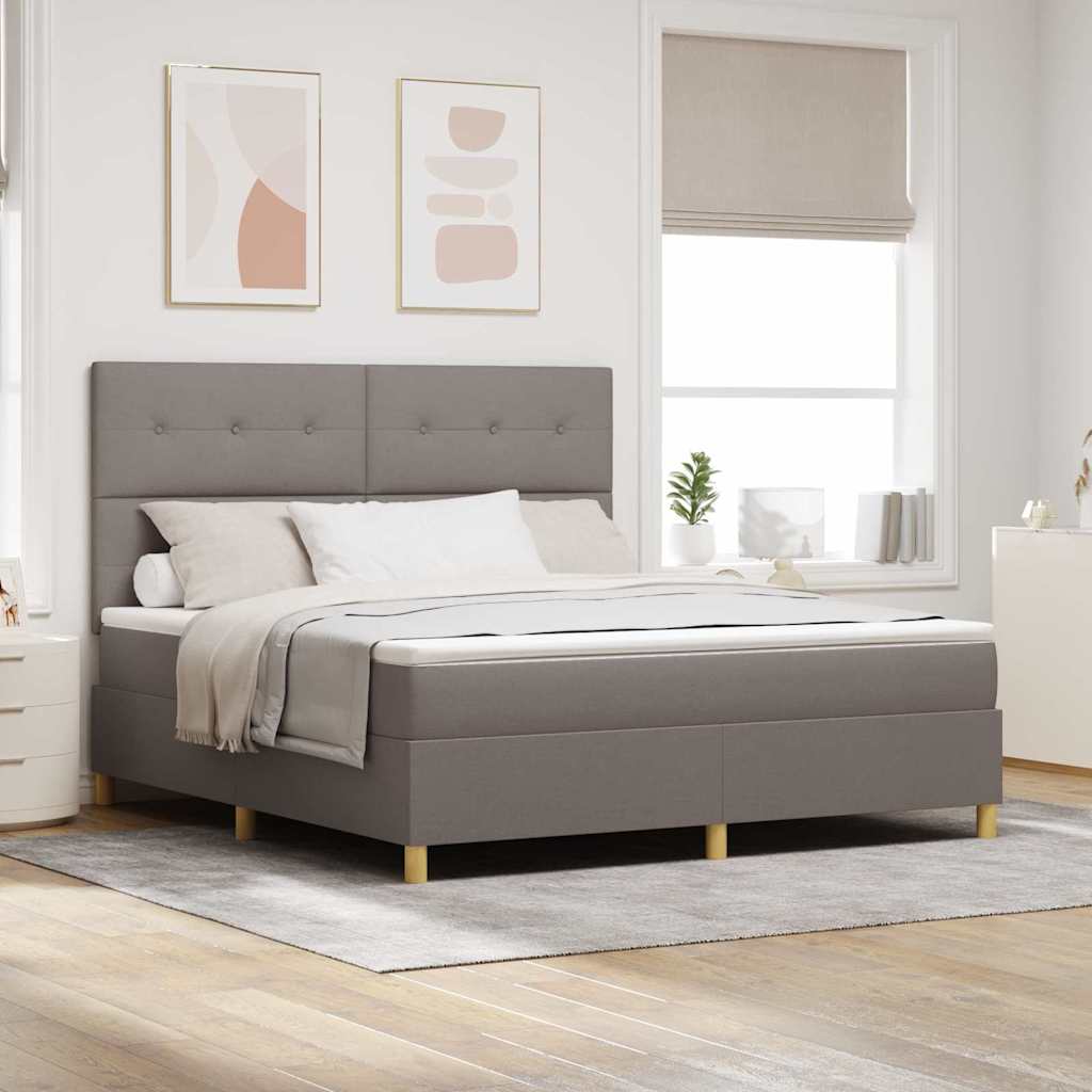 Postel S Boxspringem S Čelo Taupe 180 X 200 Cm Textil