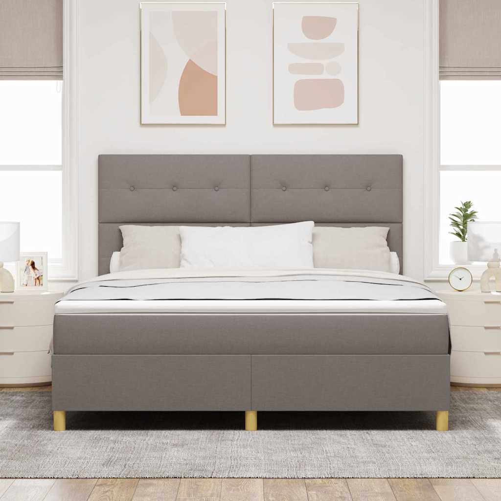Postel S Boxspringem S Čelo Taupe 180 X 200 Cm Textil