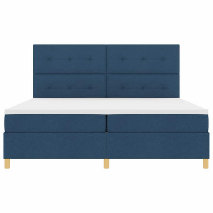 Postel S Boxspringem S Čelo Modrá 200 X 200 Cm Textil