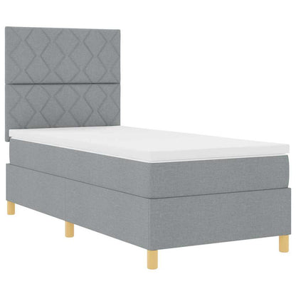 Postel S Boxspringem S Čelo Světle Šedá 100 X 200 Cm Textil