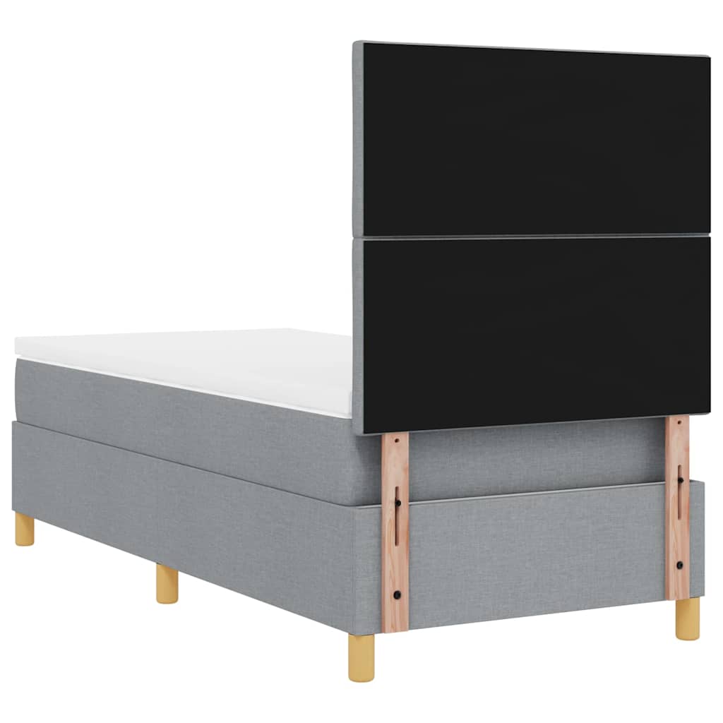 Postel S Boxspringem S Čelo Světle Šedá 100 X 200 Cm Textil