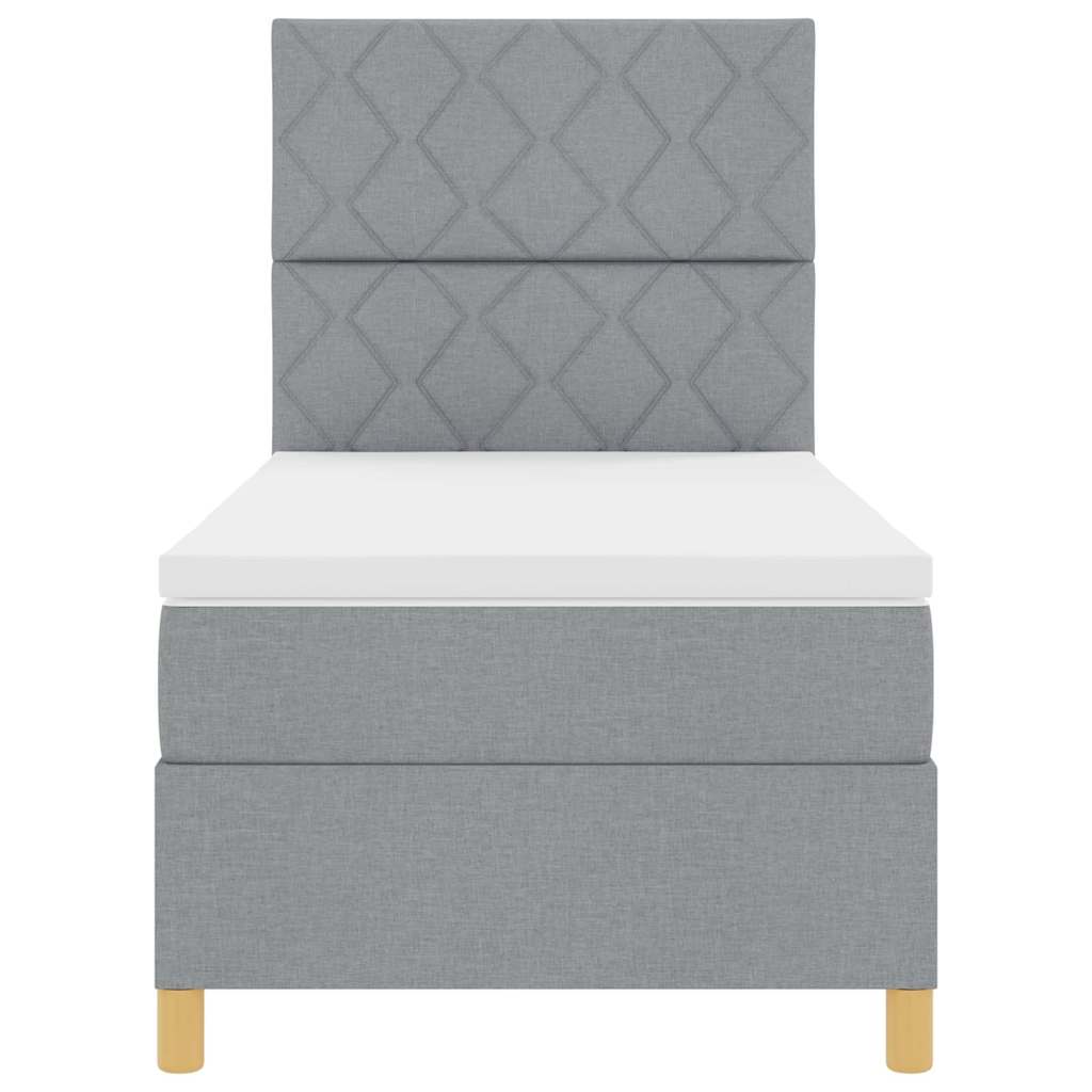 Postel S Boxspringem S Čelo Světle Šedá 100 X 200 Cm Textil