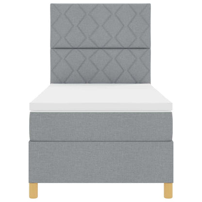 Postel S Boxspringem S Čelo Světle Šedá 100 X 200 Cm Textil