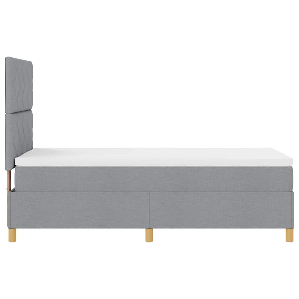 Postel S Boxspringem S Čelo Světle Šedá 100 X 200 Cm Textil