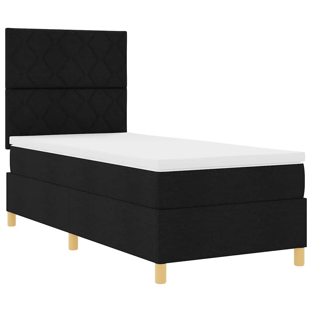 Postel S Boxspringem S Čelo Černá 100 X 200 Cm Textil