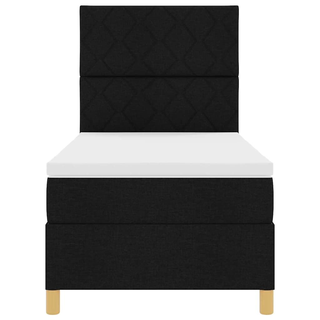 Postel S Boxspringem S Čelo Černá 100 X 200 Cm Textil