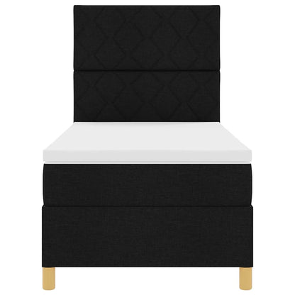 Postel S Boxspringem S Čelo Černá 100 X 200 Cm Textil