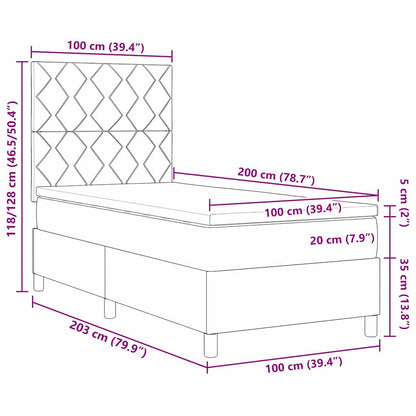 Postel S Boxspringem S Čelo Černá 100 X 200 Cm Textil