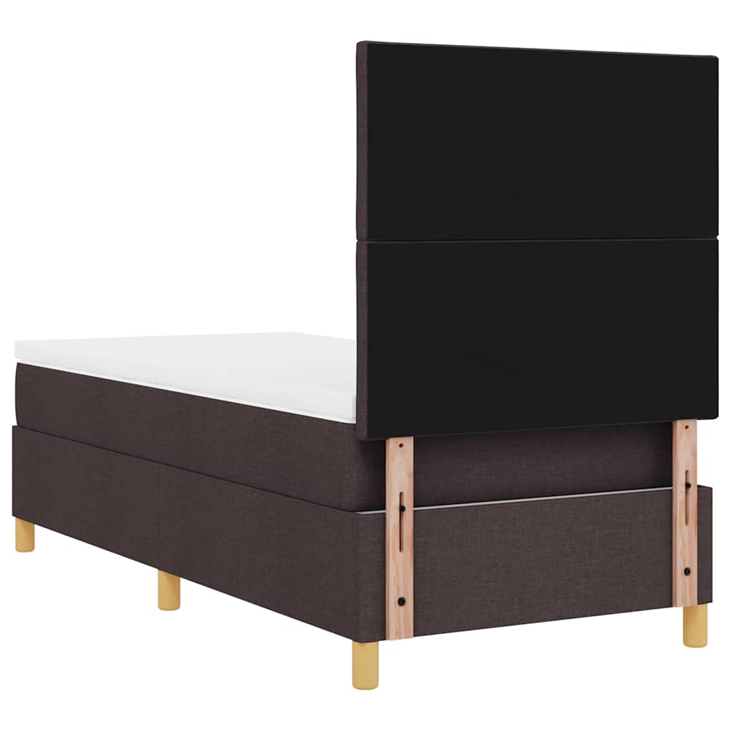 Postel S Boxspringem S Čelo Tmavě Hnědá 100 X 200 Cm Textil