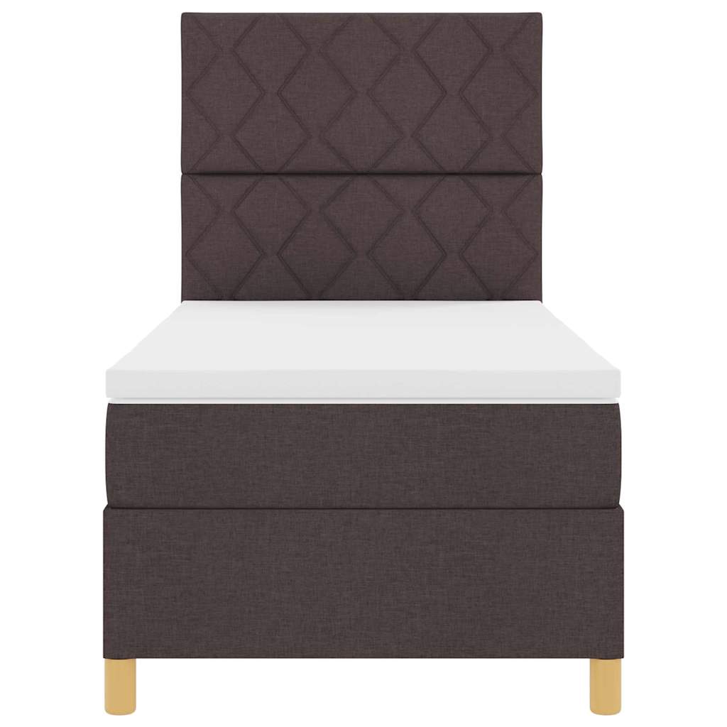 Postel S Boxspringem S Čelo Tmavě Hnědá 100 X 200 Cm Textil