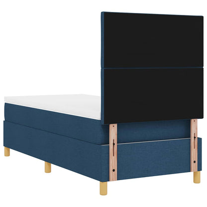Postel S Boxspringem S Čelo Modrá 100 X 200 Cm Textil