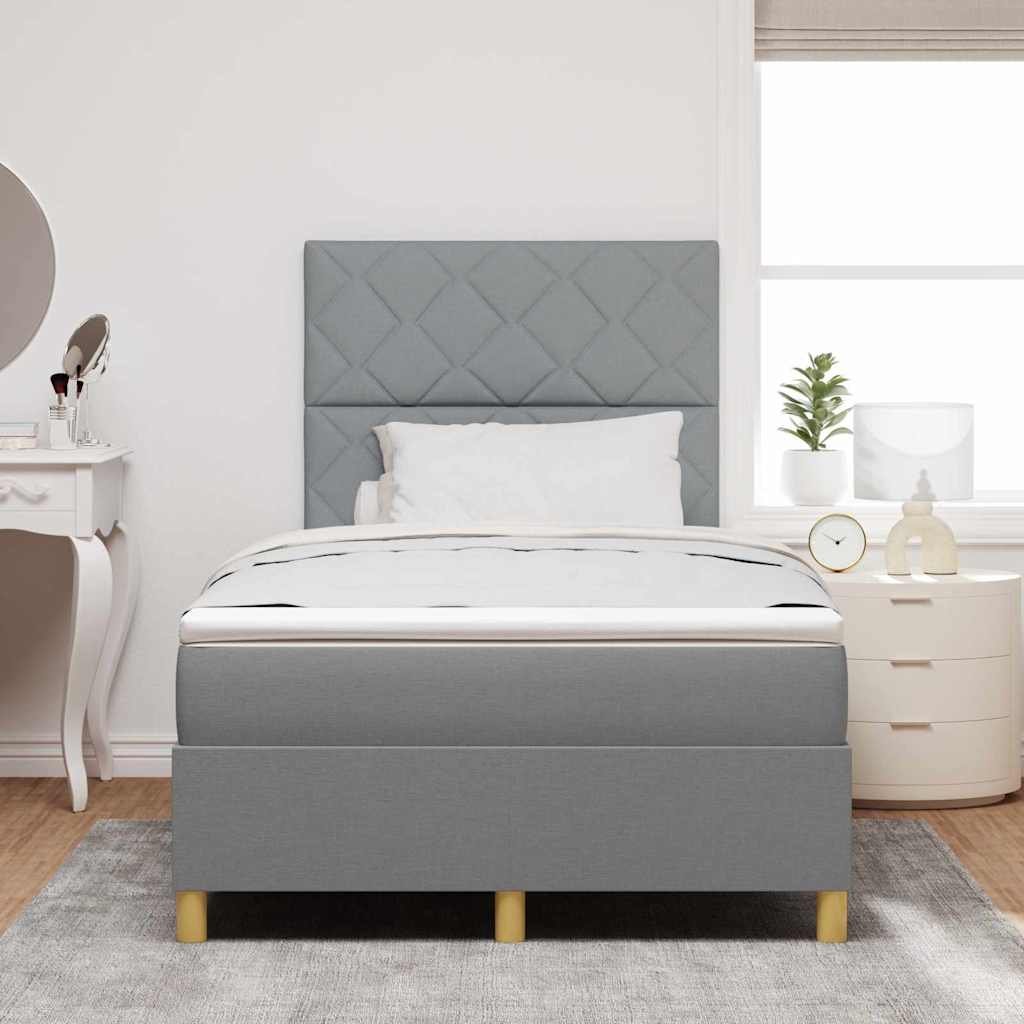 Postel S Boxspringem S Čelo Světle Šedá 120 X 190 Cm Textil