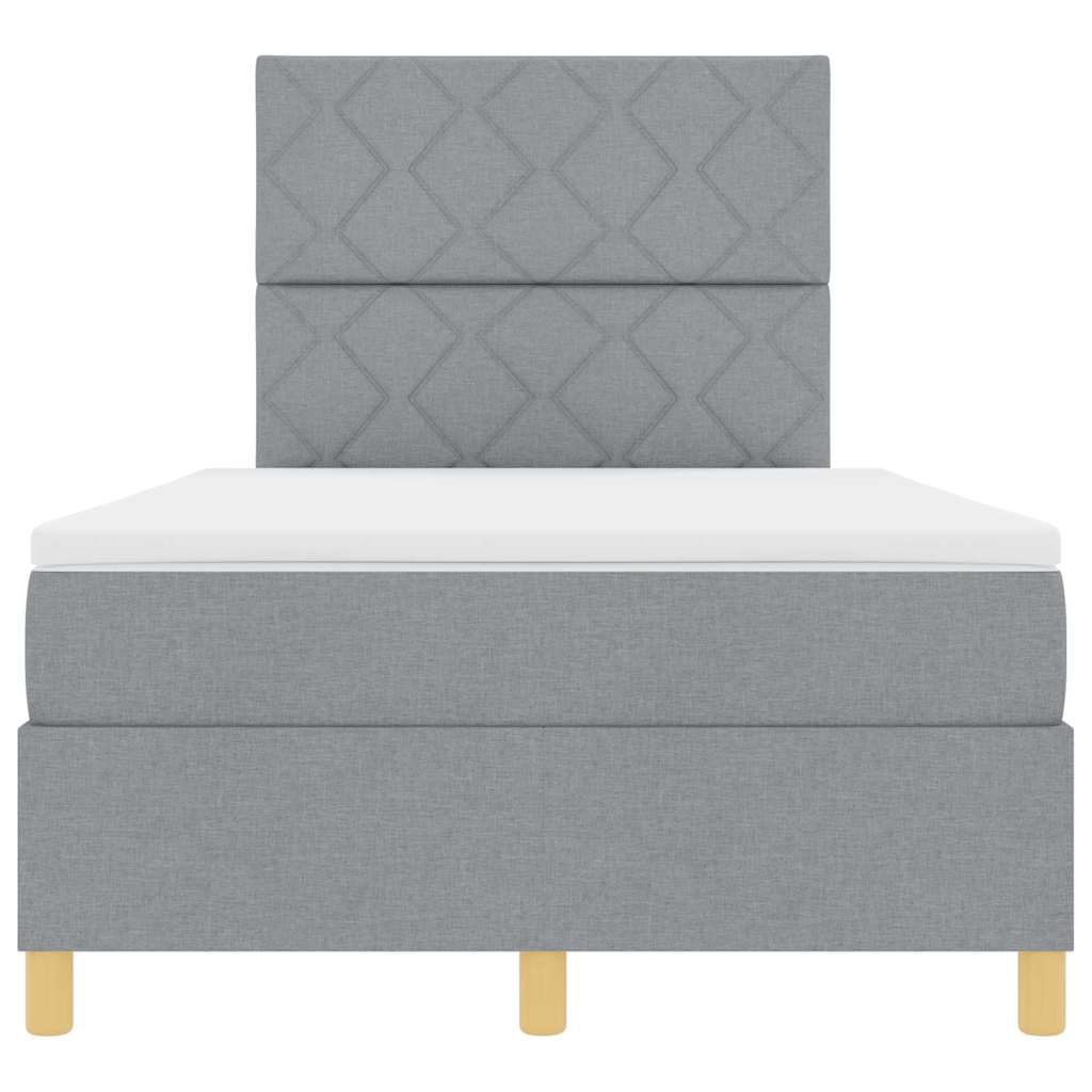 Postel S Boxspringem S Čelo Světle Šedá 120 X 190 Cm Textil