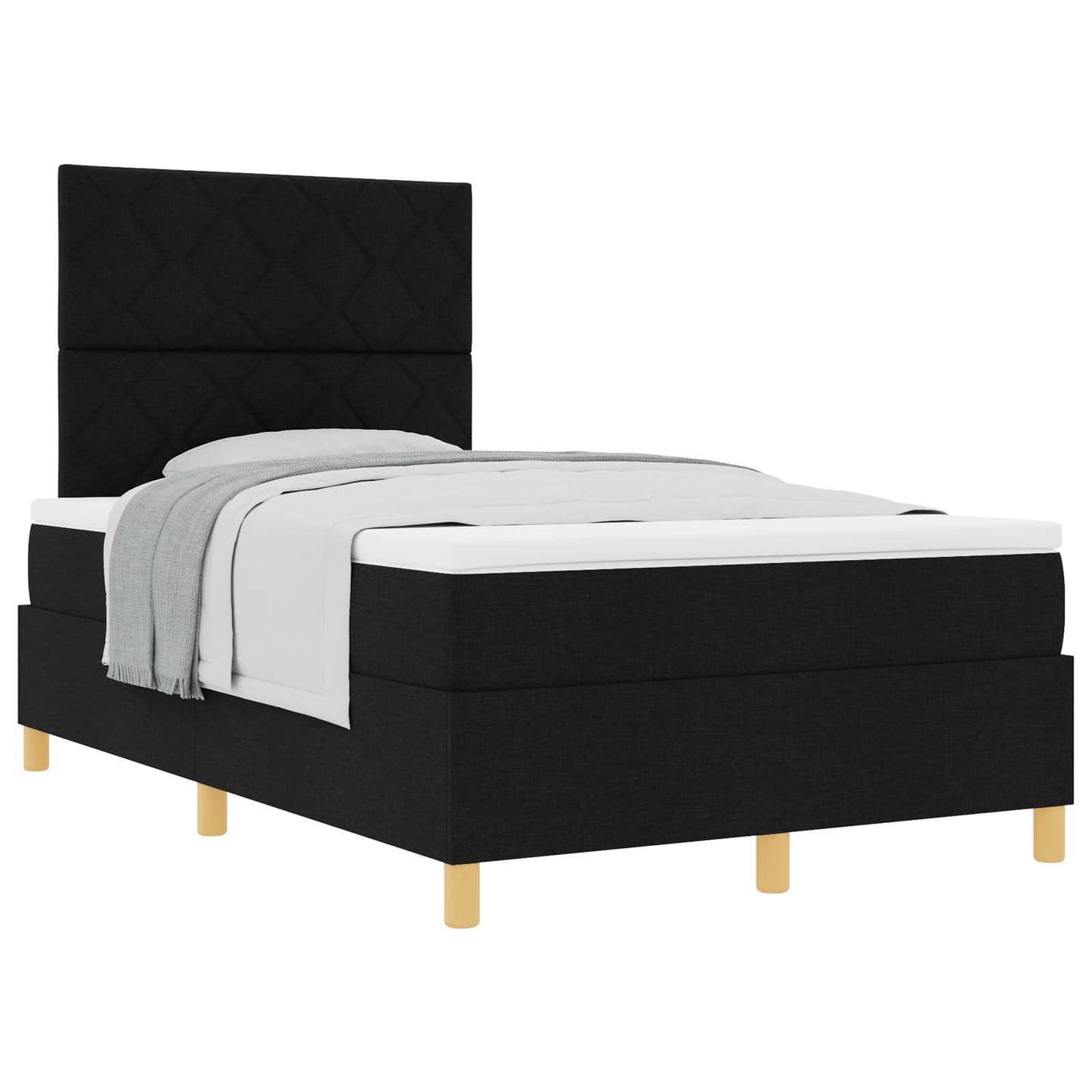 Postel S Boxspringem S Čelo Černá 120 X 190 Cm Textil