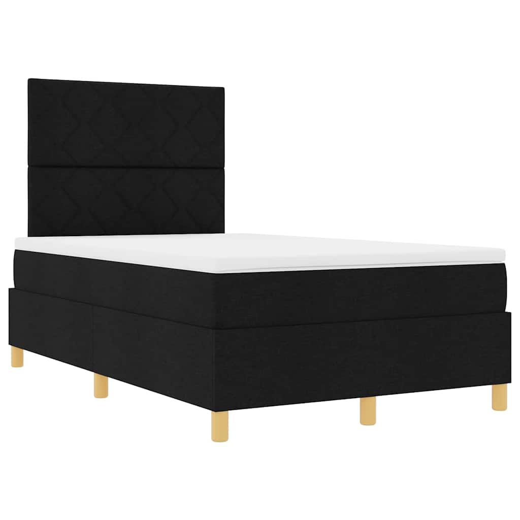 Postel S Boxspringem S Čelo Černá 120 X 190 Cm Textil