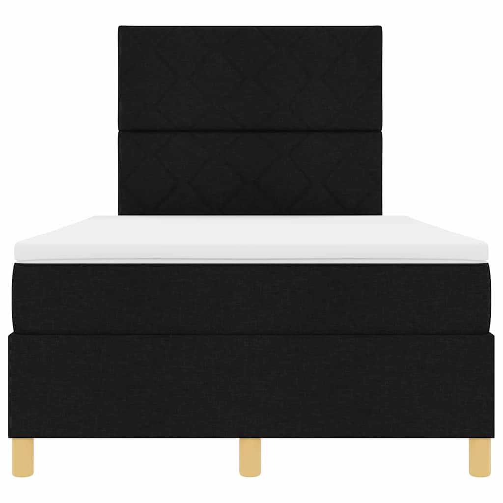 Postel S Boxspringem S Čelo Černá 120 X 190 Cm Textil