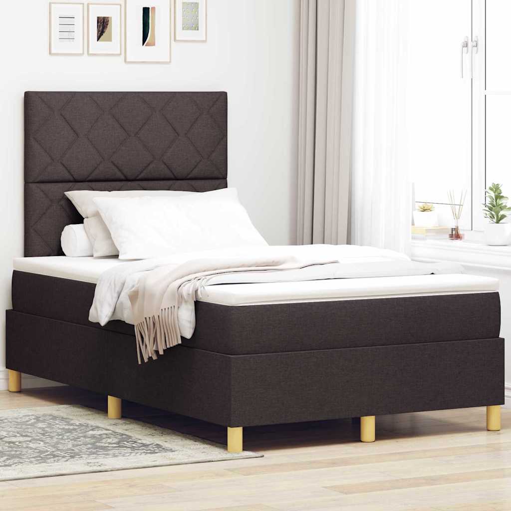Postel S Boxspringem S Čelo Tmavě Hnědá 120 X 190 Cm Textil