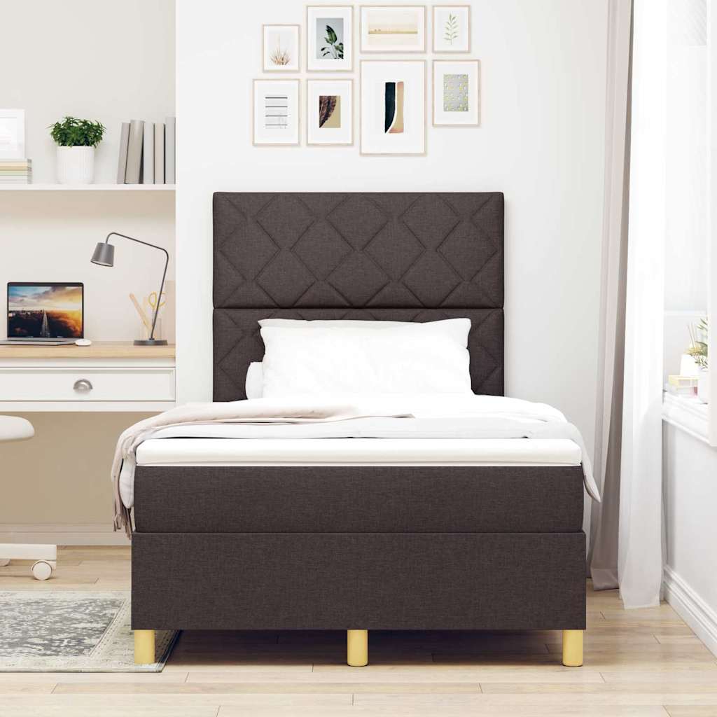 Postel S Boxspringem S Čelo Tmavě Hnědá 120 X 190 Cm Textil